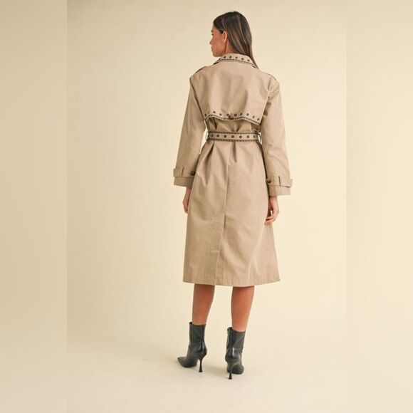 926. DOUBLE BREASTED EMBROIDERED TRENCHCOAT - Picture 4 of 13